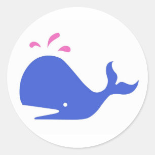Pegatina Redonda Andy Whale Singletons_blue,rosa sobre blanco