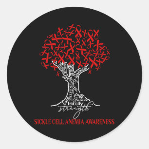 Pegatina Redonda Anemia anemia drepanocítica Cinta del árbol borgoñ
