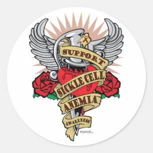 Pegatina Redonda Anemia anemia falciforme Peligro