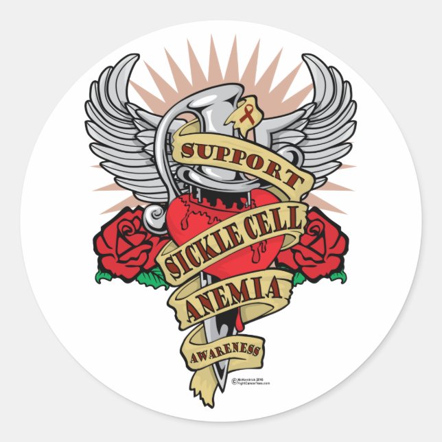 Pegatina Redonda Anemia anemia falciforme Peligro (Anverso)