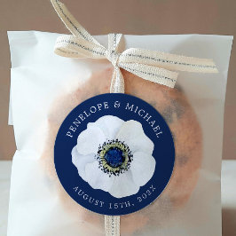 Pegatina Redonda Anemone de medianoche | Guardar el Boda de fechas