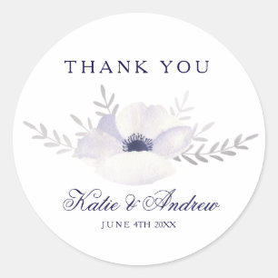 Pegatina Redonda Anemones románticos