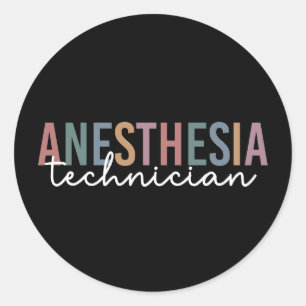 Pegatina Redonda Anestesia Técnica Retro Anestesia Tech