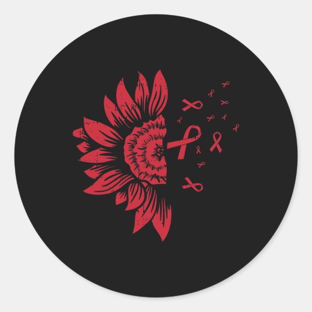 Pegatina Redonda Aneurismo cerebral por VIH/SIDA en girasol sacude  (Anverso)
