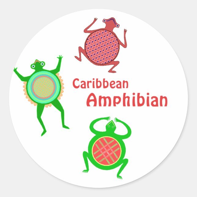 Pegatina Redonda Anfibio del Caribe (Anverso)