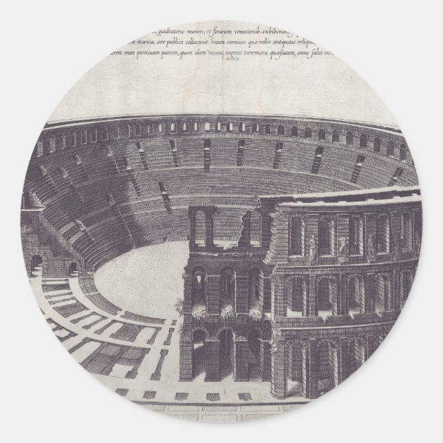 Pegatina Redonda Anfiteatro de Verona en Piazza Bra (Anverso)