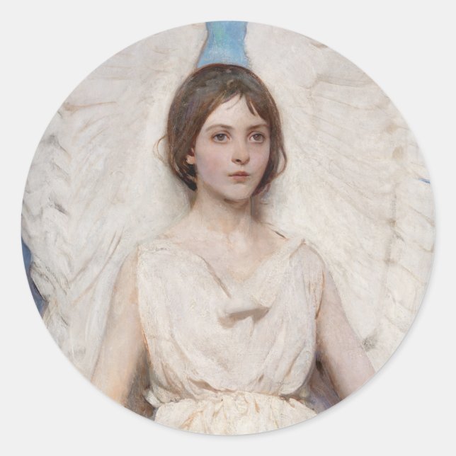 Pegatina Redonda Angel - Abbott Handerson Thayer (Anverso)