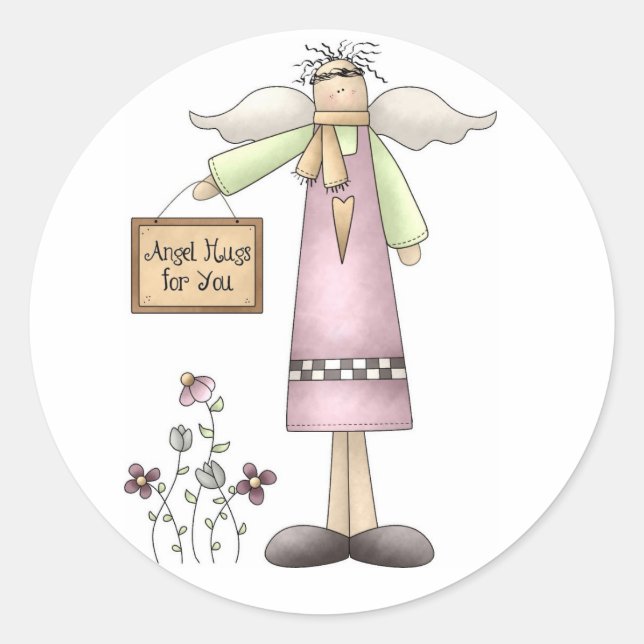 Pegatina Redonda Ángel Abrazos para Pegatinas-You (Anverso)