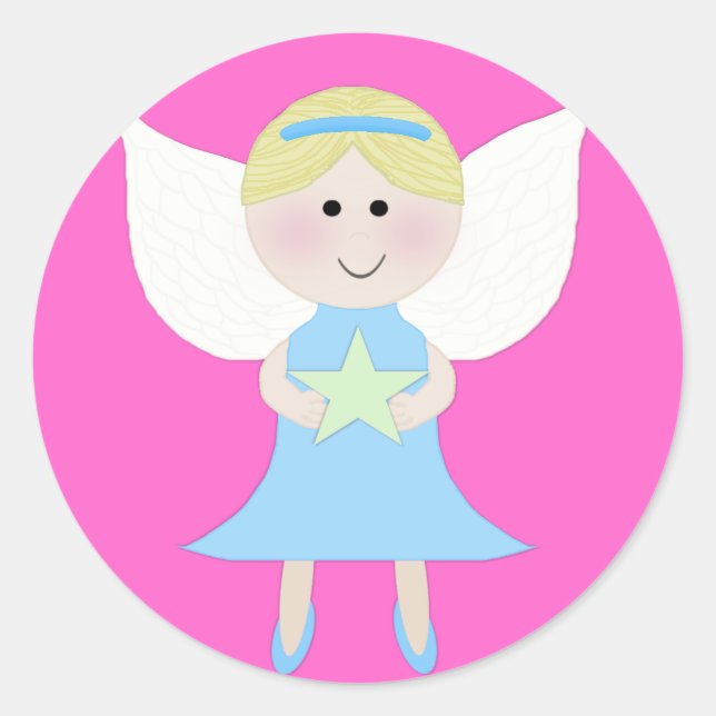 Pegatina Redonda ángel azul (Anverso)