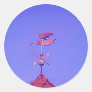 Pegatina Redonda Angel BLOWING HORN WEATHER VANE