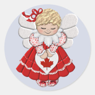 Pegatina Redonda Ángel canadiense