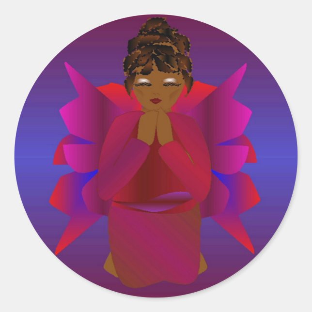 Pegatina Redonda Angel Chica (Anverso)