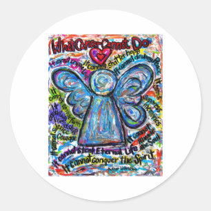 Pegatina Redonda Ángel colorido lo que el cáncer no puede hacer poe