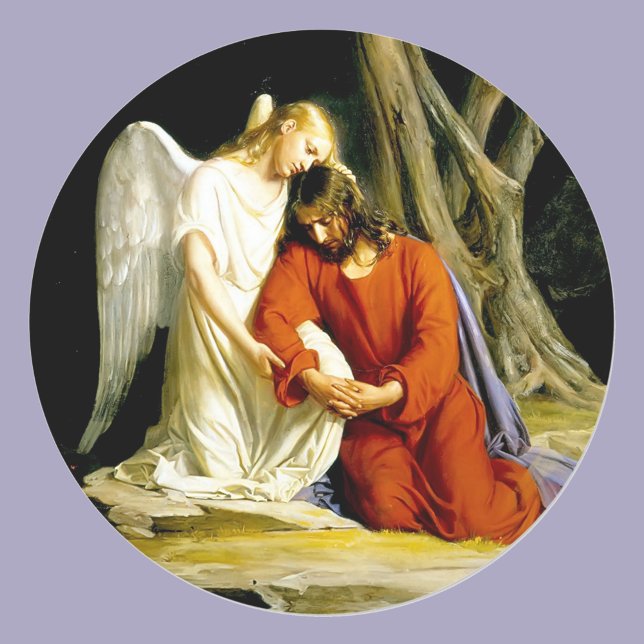 Pegatina Redonda Angel Comfort Jesús en Gethsemane (Subido por el creador)