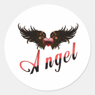 Pegatina Redonda Ángel - Con el diseño de Angel Wings