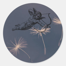 Pegatina Redonda Angel Dandelion Dream Cupid Love