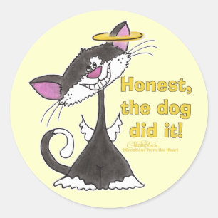 Pegatina Redonda Angel de gatos