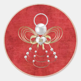 Pegatina Redonda Ángel de la alegría de los navidades - Rojo