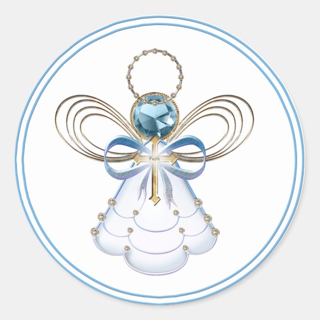 Pegatina Redonda Ángel de la fe navidades (Anverso)