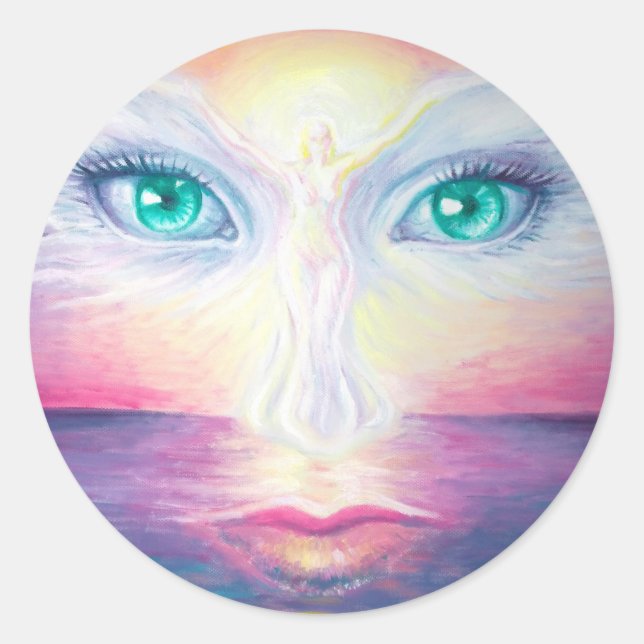 Pegatina Redonda Ángel de la guarda (Anverso)