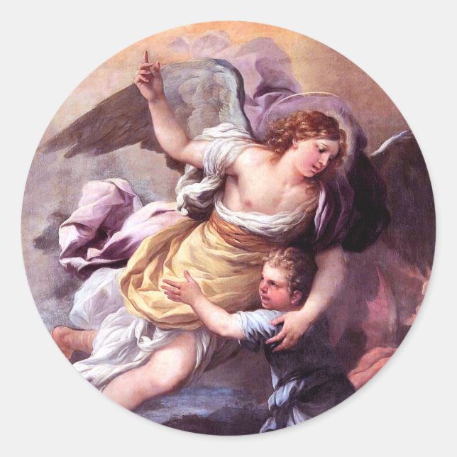 Pegatina Redonda Ángel de la guarda (Anverso)