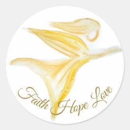 Pegatina Redonda Ángel de la Guarda en Vuelo – Fe Esperanza Amor Do