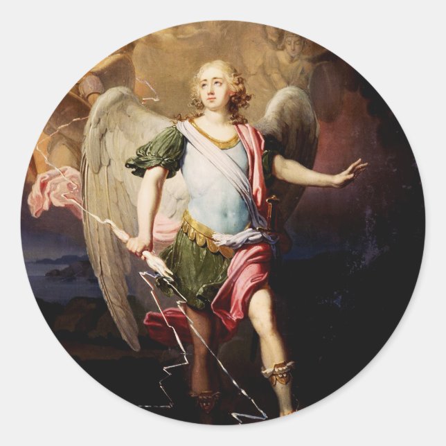 Pegatina Redonda Ángel de la guarda por Vladimir Borovikovsky (Anverso)