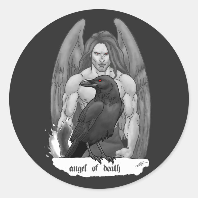 Pegatina Redonda Ángel de la muerte (Anverso)