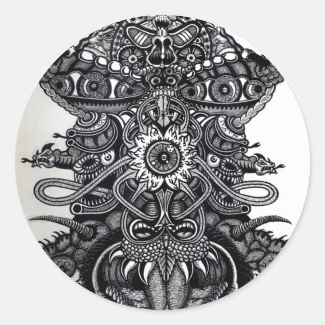 Pegatina Redonda Ángel de la muerte (Anverso)