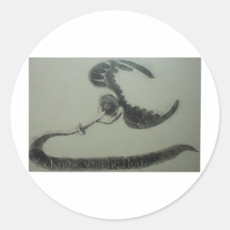 Pegatina Redonda ángel de los 1700s del diseño grave americano del