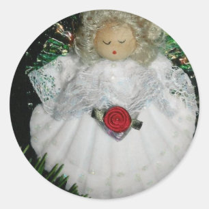 Pegatina Redonda ángel de navidades