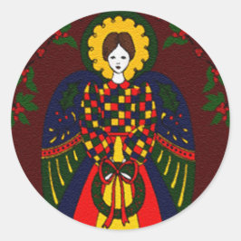 Pegatina Redonda Angel de Navidades de país