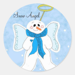 Pegatina Redonda Ángel de nieve