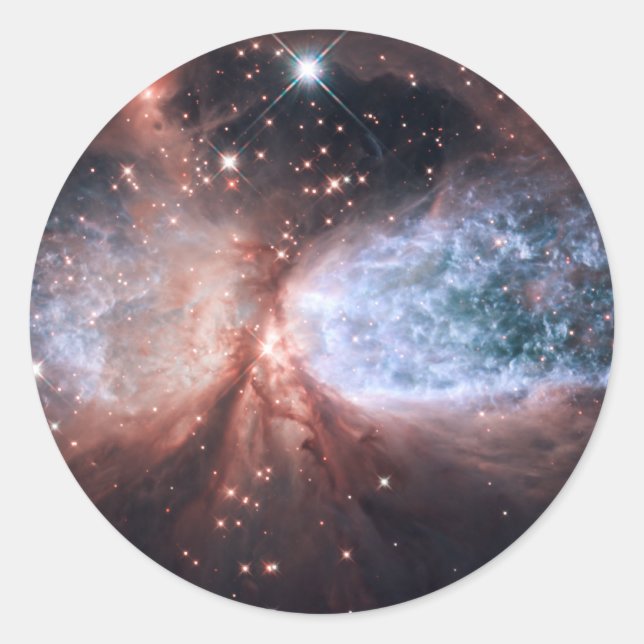 Pegatina Redonda Ángel de Nieve Hubble (Anverso)