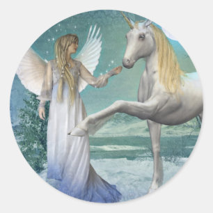 Pegatina Redonda Ángel de nieve (Pegatinas)