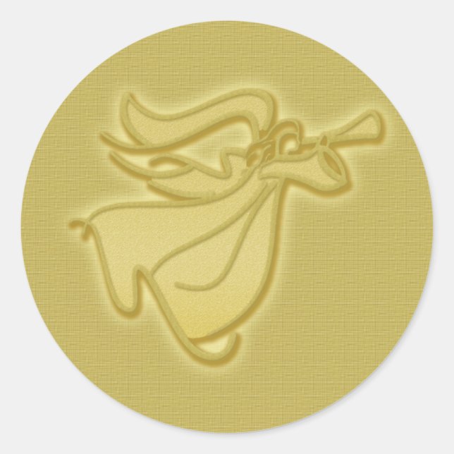 Pegatina Redonda Ángel de oro elegante (Anverso)