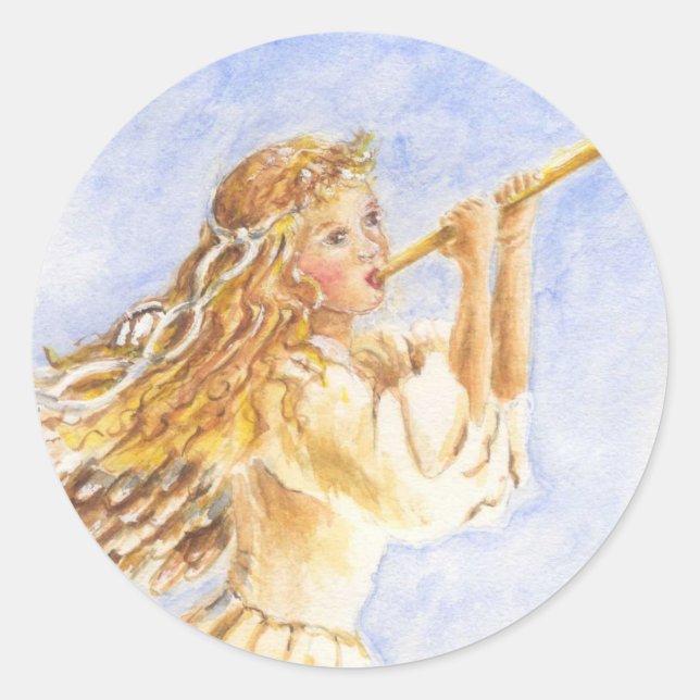 Pegatina Redonda Angel de pegatinas de Navidad (Anverso)