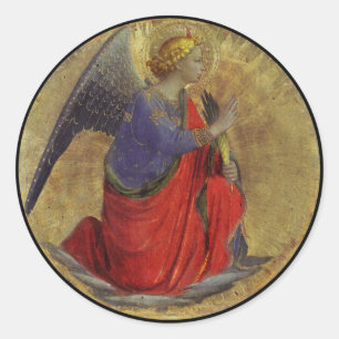 Pegatina Redonda Ángel del anuncio por Fra Angelico