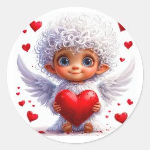 Pegatina Redonda ángel del día de San Valentín