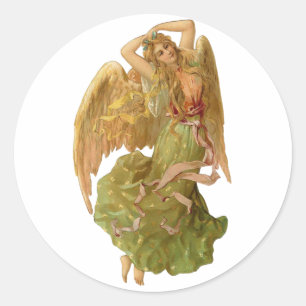 Pegatina Redonda Ángel del navidad