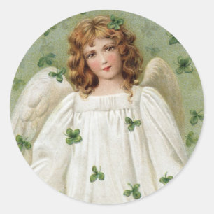 Pegatina Redonda Ángel del St. Patricks que le trae buena suerte