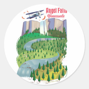 Pegatina Redonda Angel Falls Venezuela