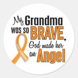 Pegatina Redonda Angel Grandma Leukemia