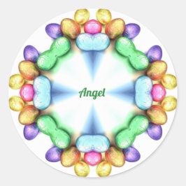 Pegatina Redonda ¡ANGEL! Huevos de bonito para dar Pascua ~