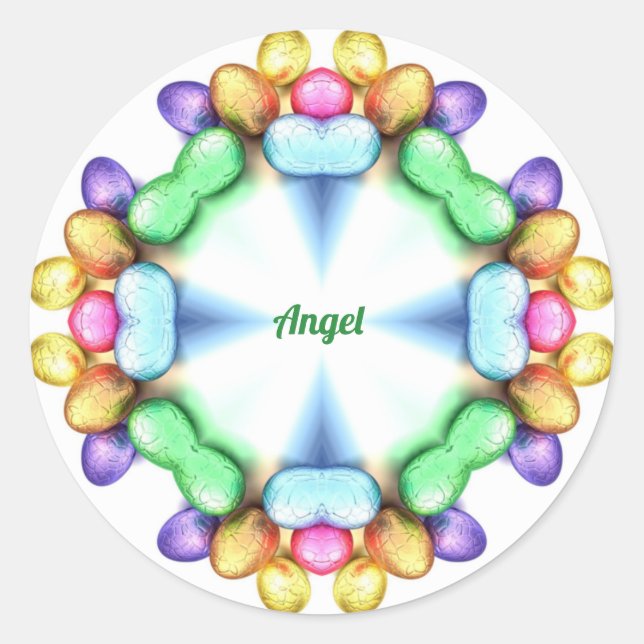 Pegatina Redonda ¡ANGEL! Huevos de bonito para dar Pascua ~ (Anverso)