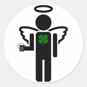 Pegatina Redonda ángel irlandés.