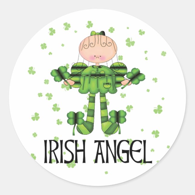 Pegatina Redonda Ángel irlandés (Anverso)