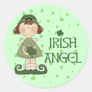 Pegatina Redonda Ángel irlandés