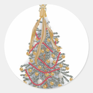 Pegatina Redonda Ángel KRW topado árbol de Navidad