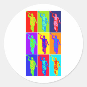 Pegatina Redonda Angel Moroni Pop Art